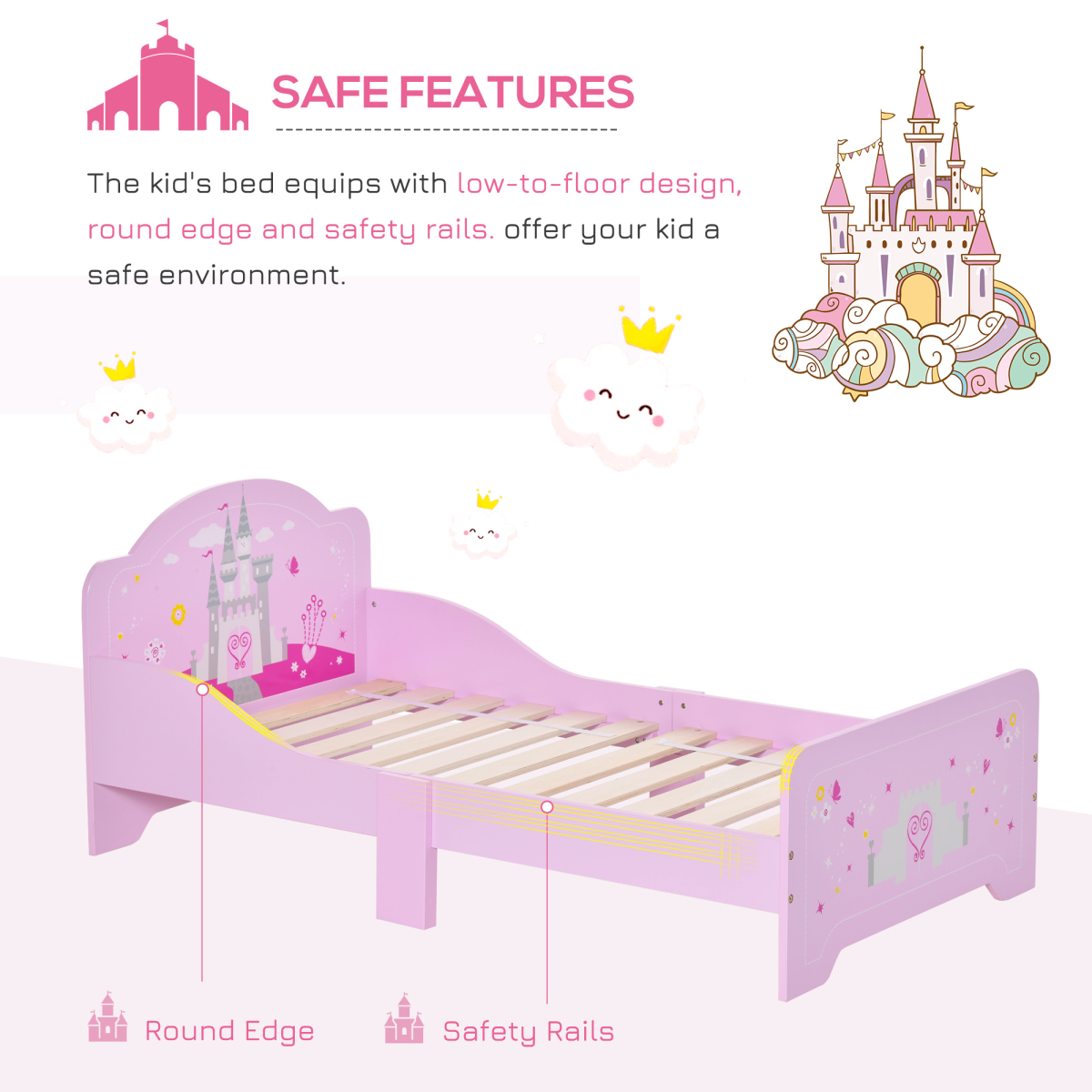 Enchanting Pink Princess Castle Bed for Kids