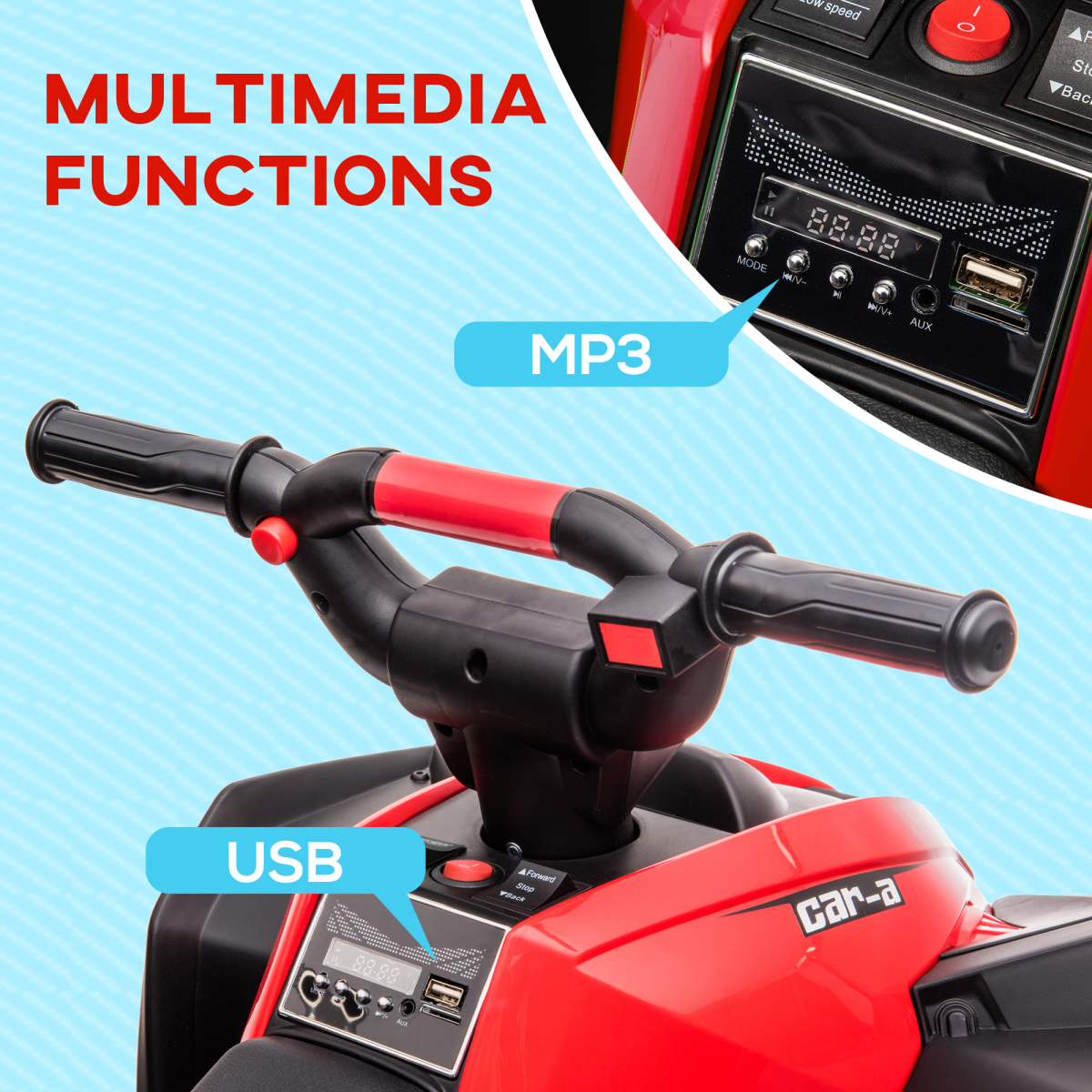 12V Electric Quad Bikes for Kids Ride On Car ATV Toy for 3-5 Years Red