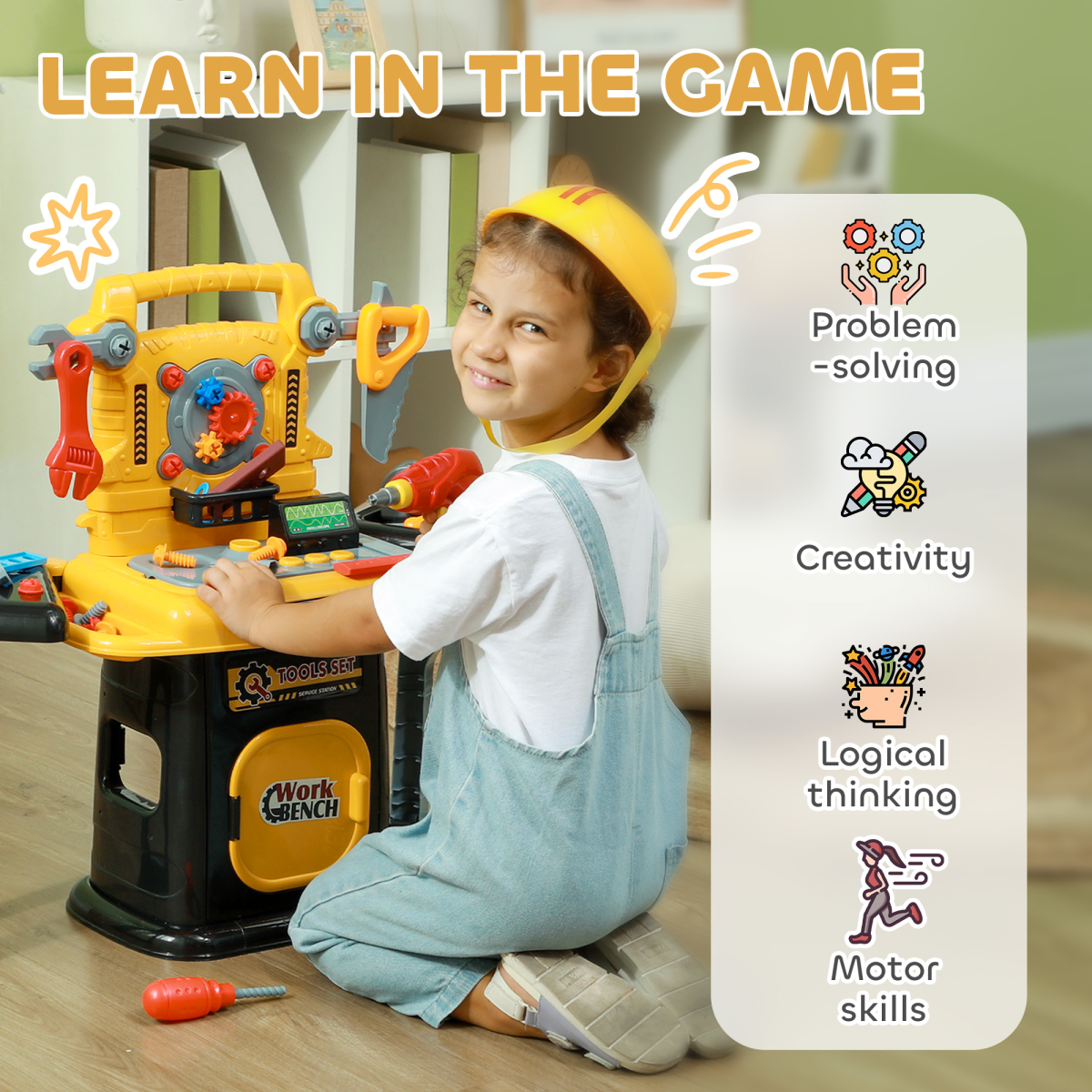AIYAPLAY 102-Piece Kids Tool Set with Electric Drill & Storage