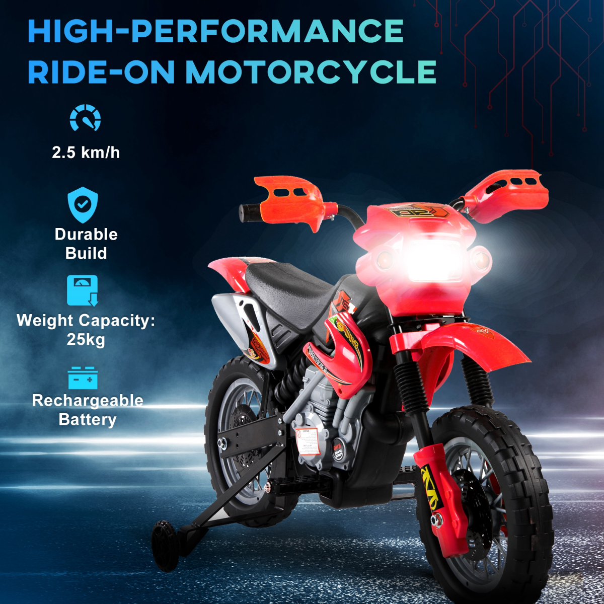 6V Kids Electric Motorbike Motorcycle Ride On for 3-6 Years Red