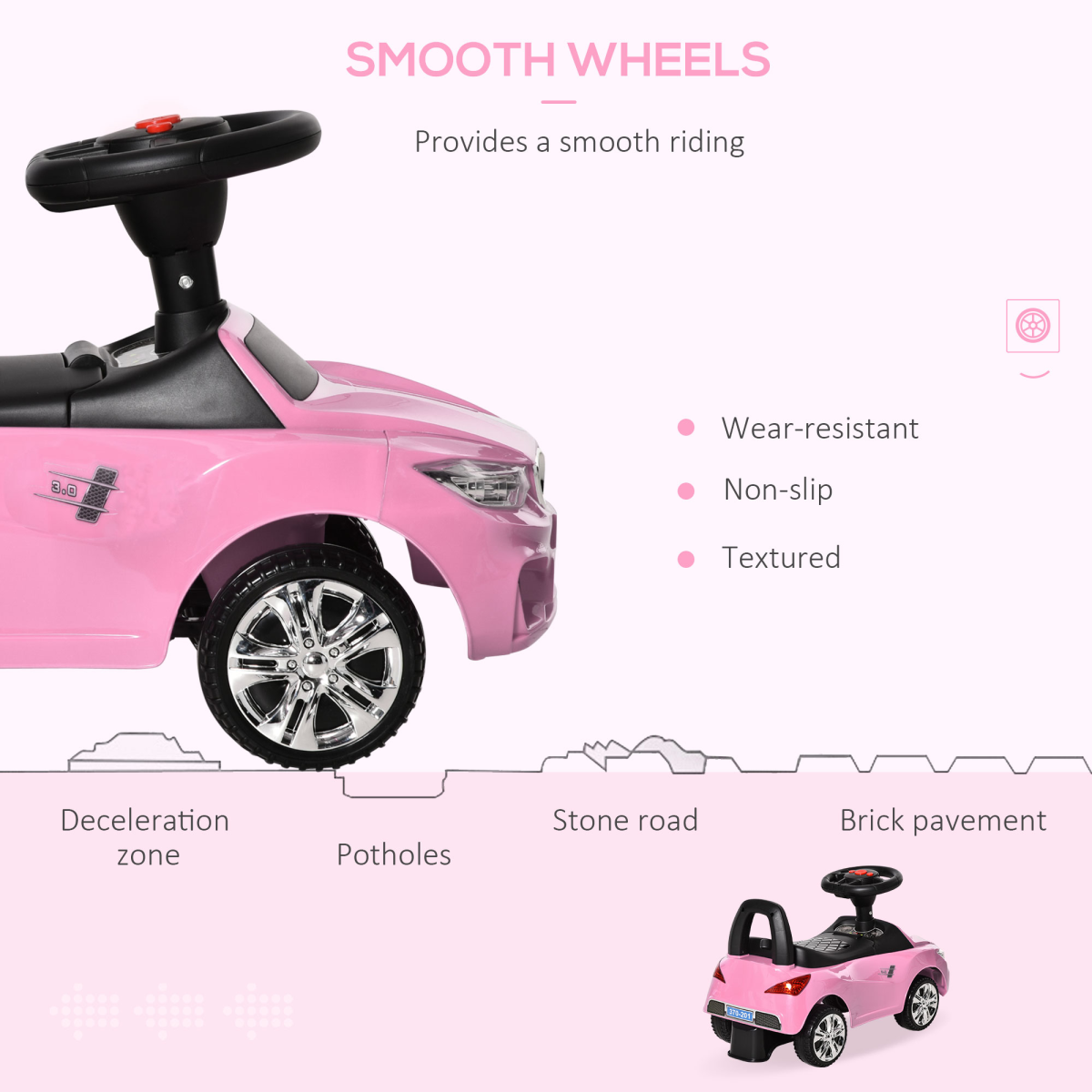 Pink Toddler Ride-On Car - Foot-to-Floor Walker with Music & Storage