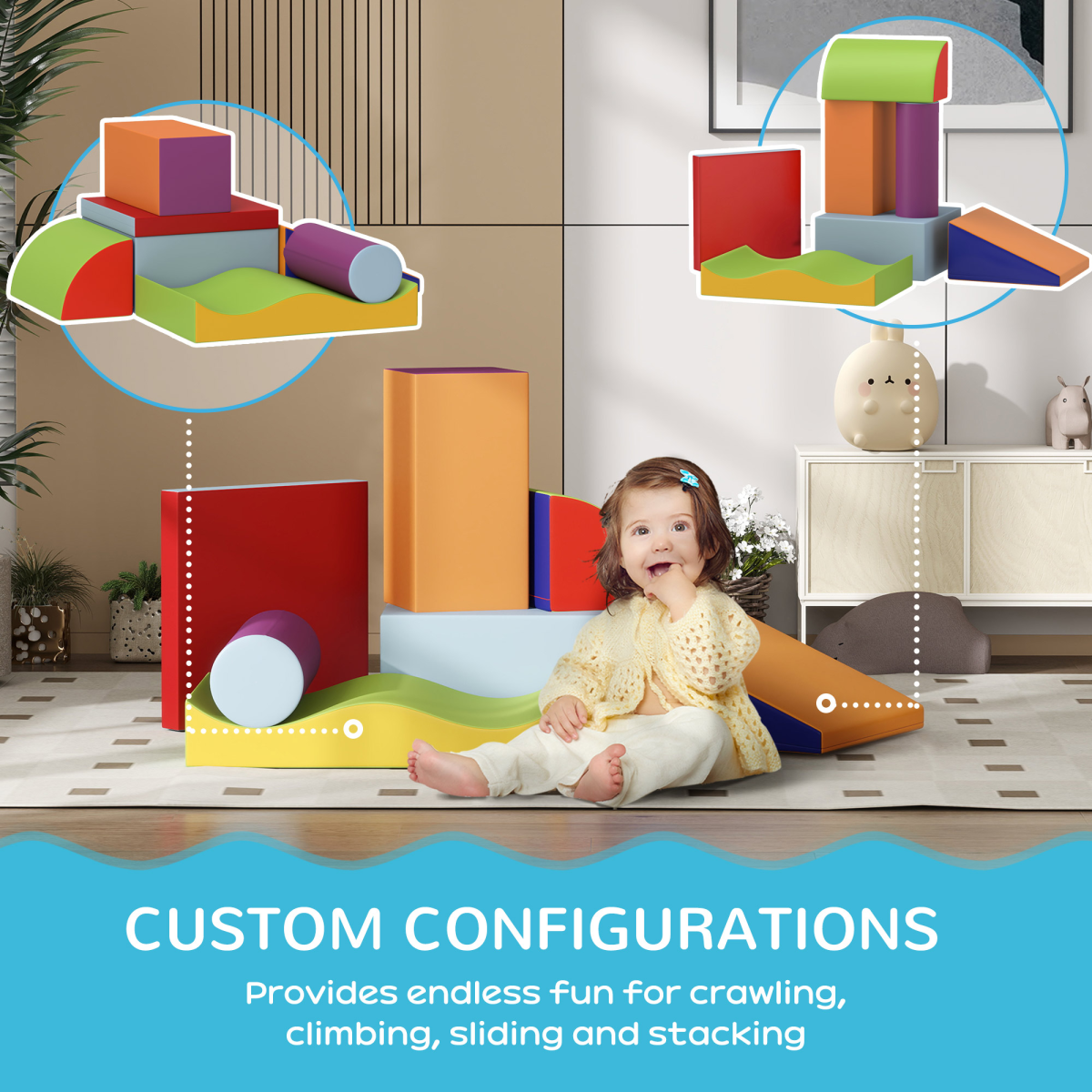 Colorful 7-Piece Kids Soft Foam Puzzle Play Blocks