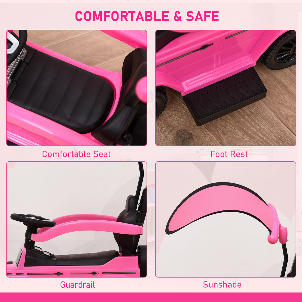 Mercedes G350 Ride-On Sliding Car Stroller for Kids - Pink