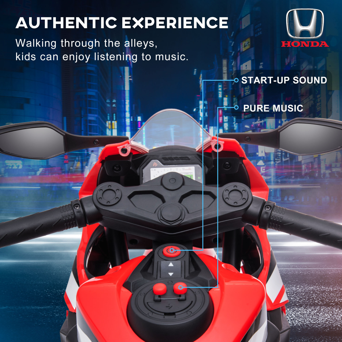 Honda 6V Kids Electric Motorbike Ride-On for Ages 3-5 - Red