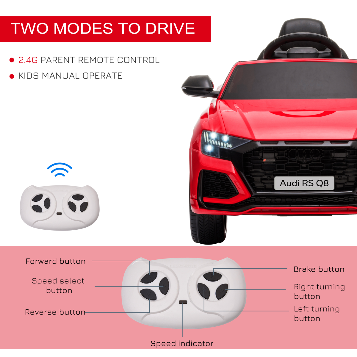 Audi RS Q8 6V Kids Electric Ride On Car Toy w/ Remote Control Red