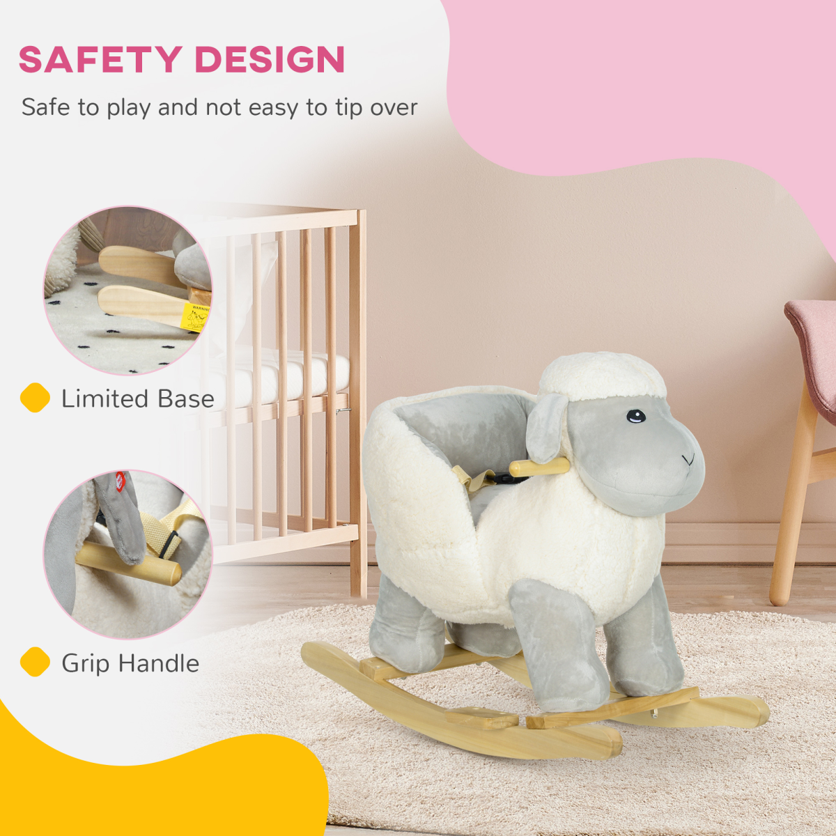AIYAPLAY Grey Baby Rocking Horse for 1-3 Years