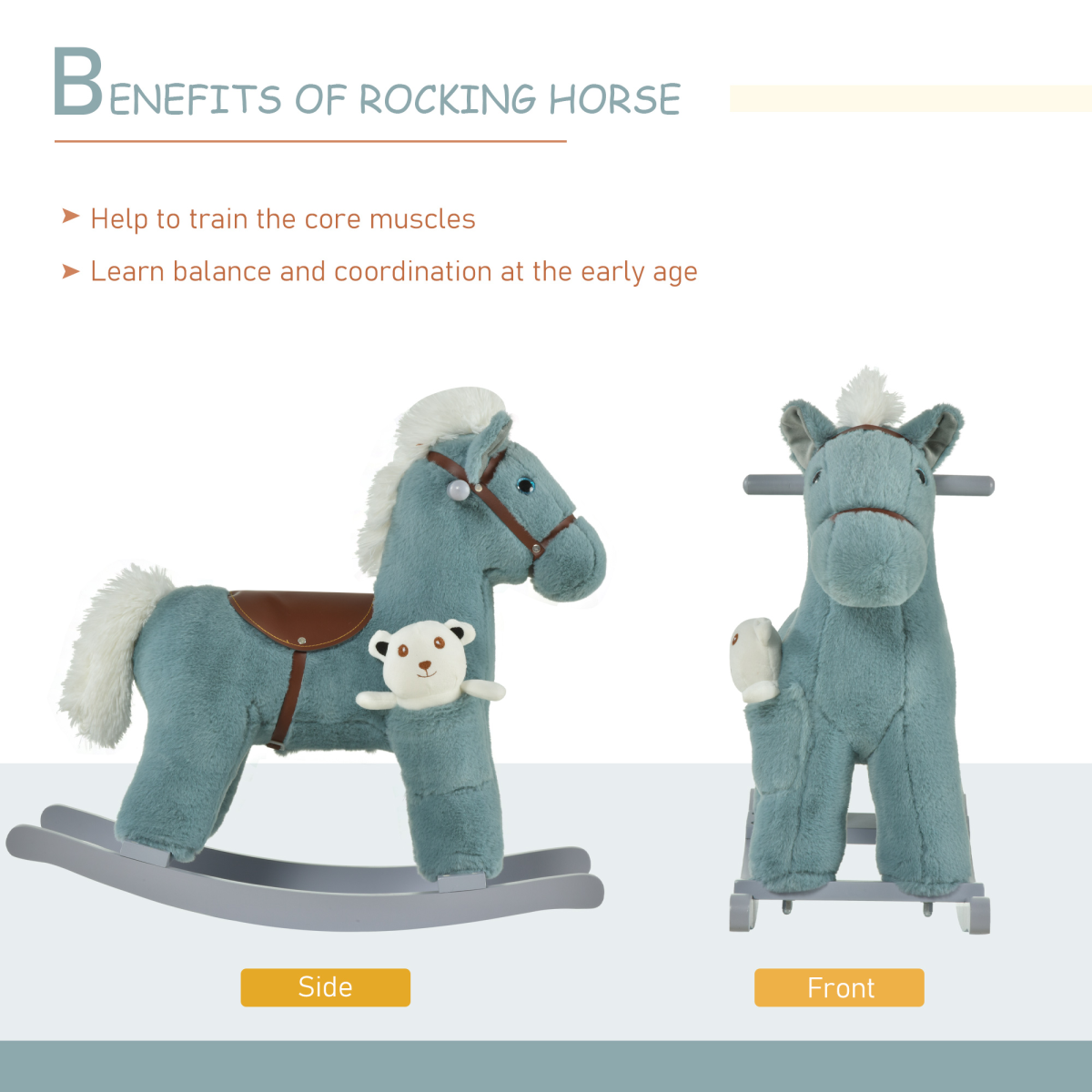 Plush Ride-On Rocking Horse with Sound Handle for Kids