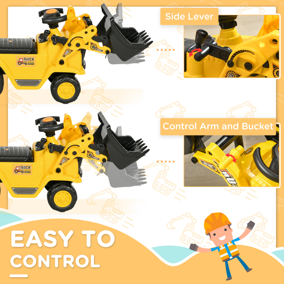 Triple Fun Ride-On Bulldozer