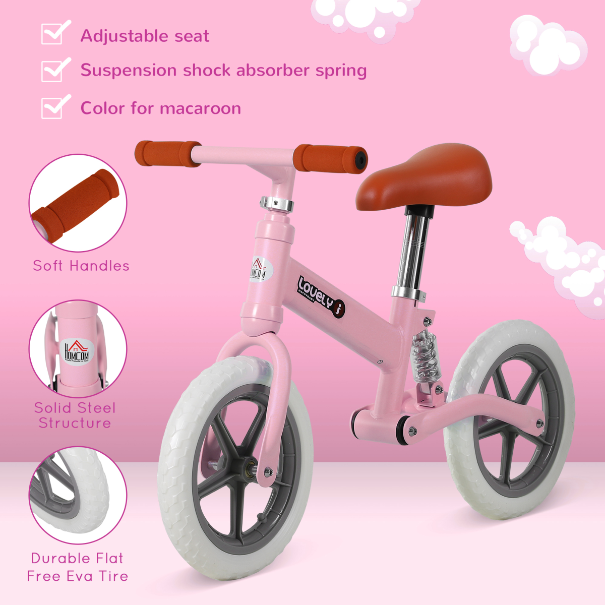 Colorful Kid Balance Bike Adjustable No-Pedal Bicycle for Ages 2-5