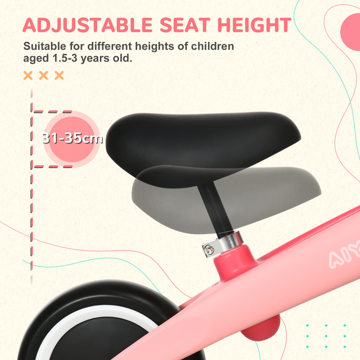 AIYAPLAY Pink Toddler Balance Bike