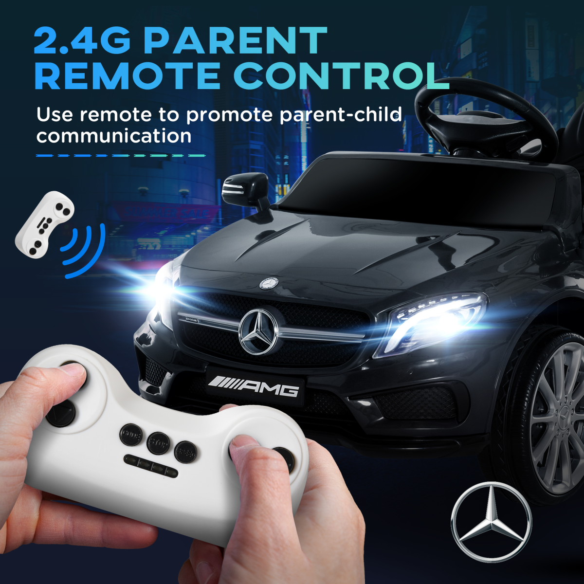 6V Licensed Mercedes Benz Kids Ride On Car W/ Remote Light Music Black
