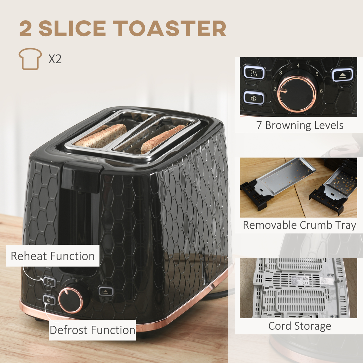 Stylish Black Kettle & Toaster Set - Rapid Boil & Perfectly Toasted!