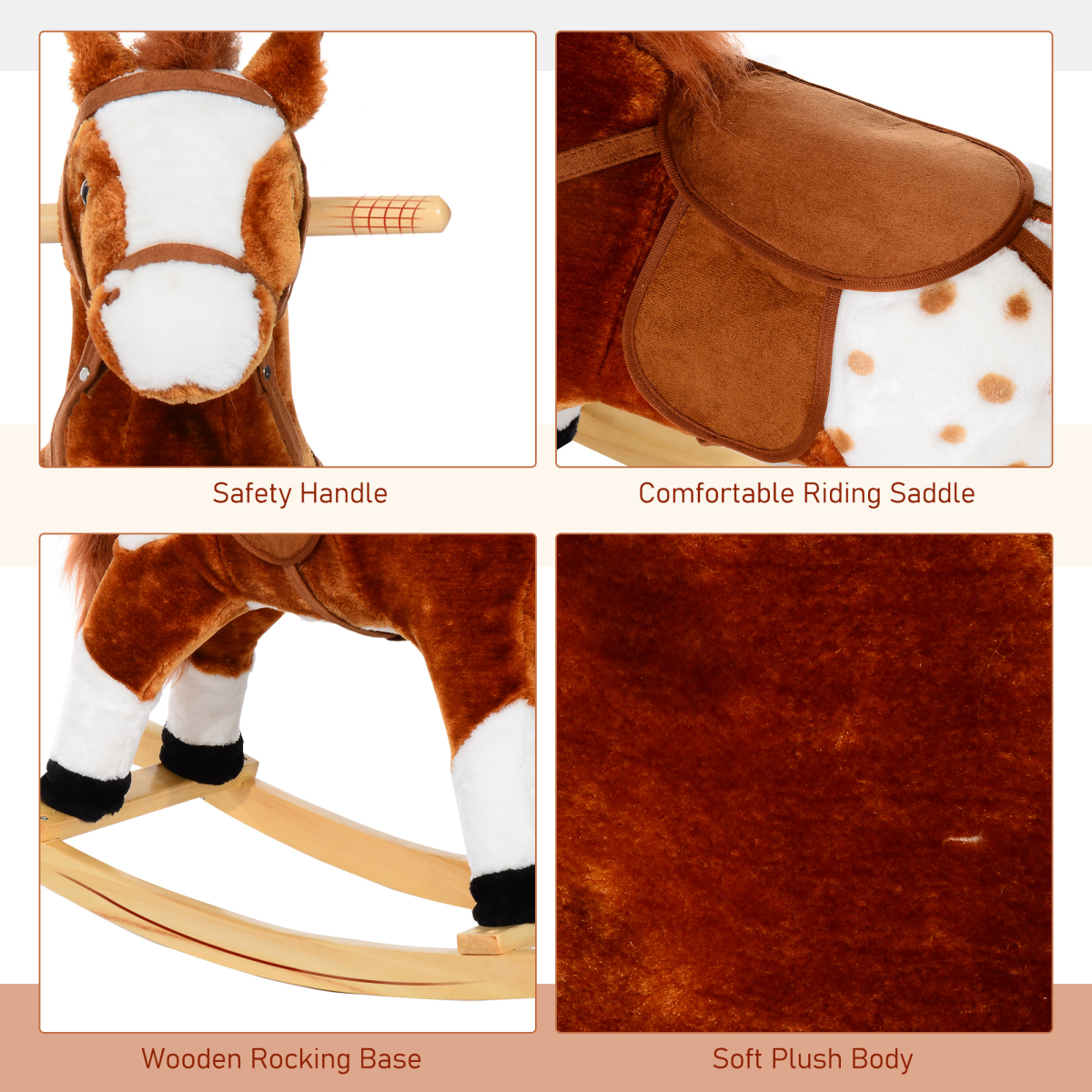 Rocking Horse Plush Toy with Neigh Sound