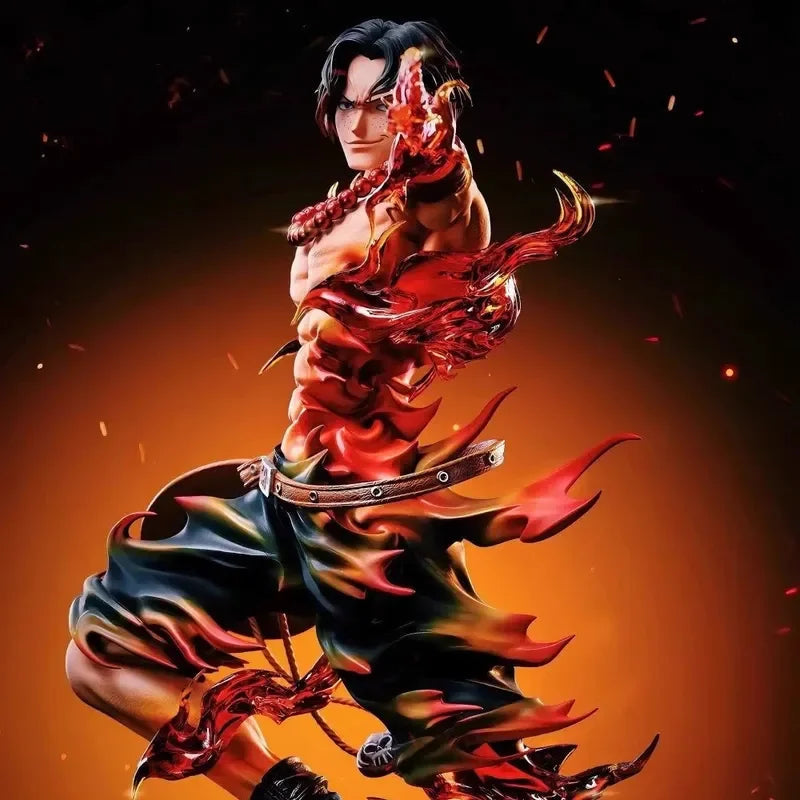 One Piece Floor Flower Flame Ace Fingertip Smile Gk Statue Model Ornament Gift