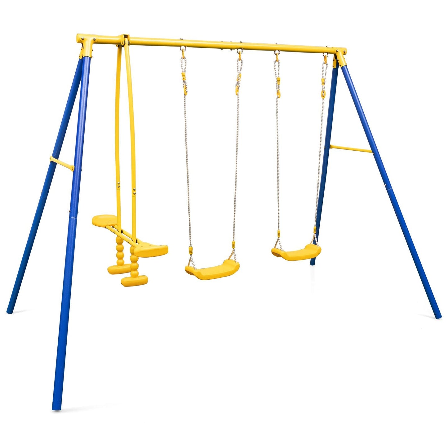 Heavy-Duty Kids Playset with 2 Swing Seats and 2 Glider Seats for Children 3-12 Years Old