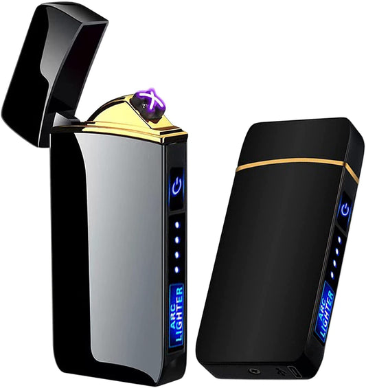 Electric Rechargeable Cigarette Lighter : Windproof Metal Portable Lighter USB