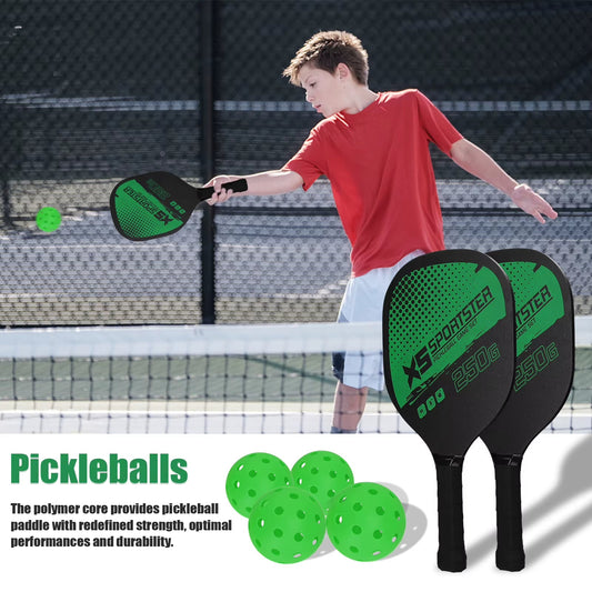 Professional Pickleball Racket Set - Includes 2 Paddles and 4 Pickleballs