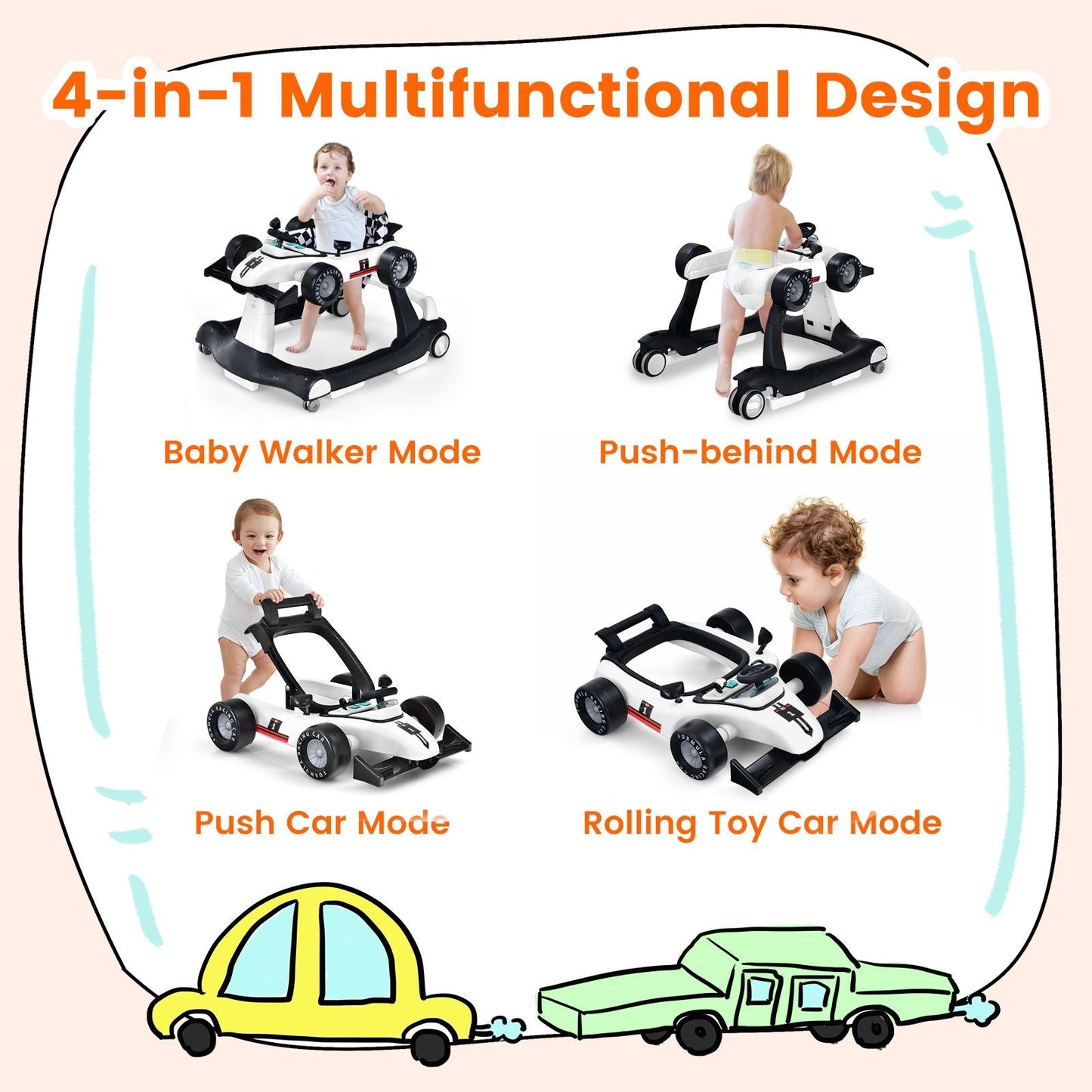 Versatile 4-In-1 Baby Push Walker