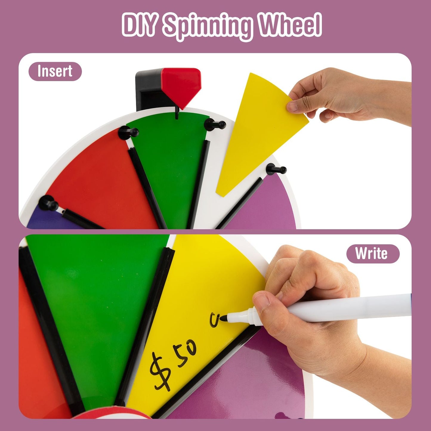 38 Cm Spinning Wheel Wall Mounted with Fixing Suction Cups