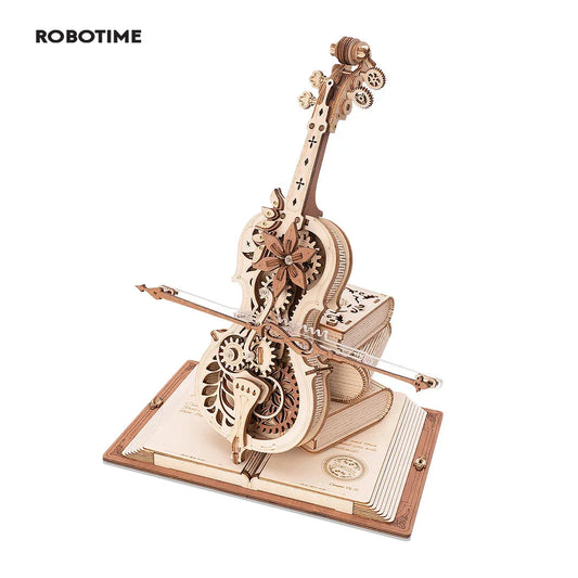 ROKR 3D Wooden Puzzle Magic Cello Mechanical Music Box - Fun & Creative Moveable Toy for Kids and Girls AMK63