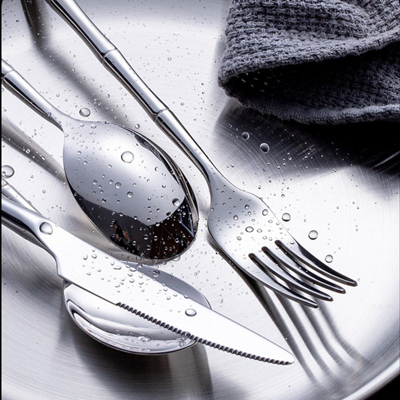 Aldomara Bamboo Gold/Silver Cutlery Set