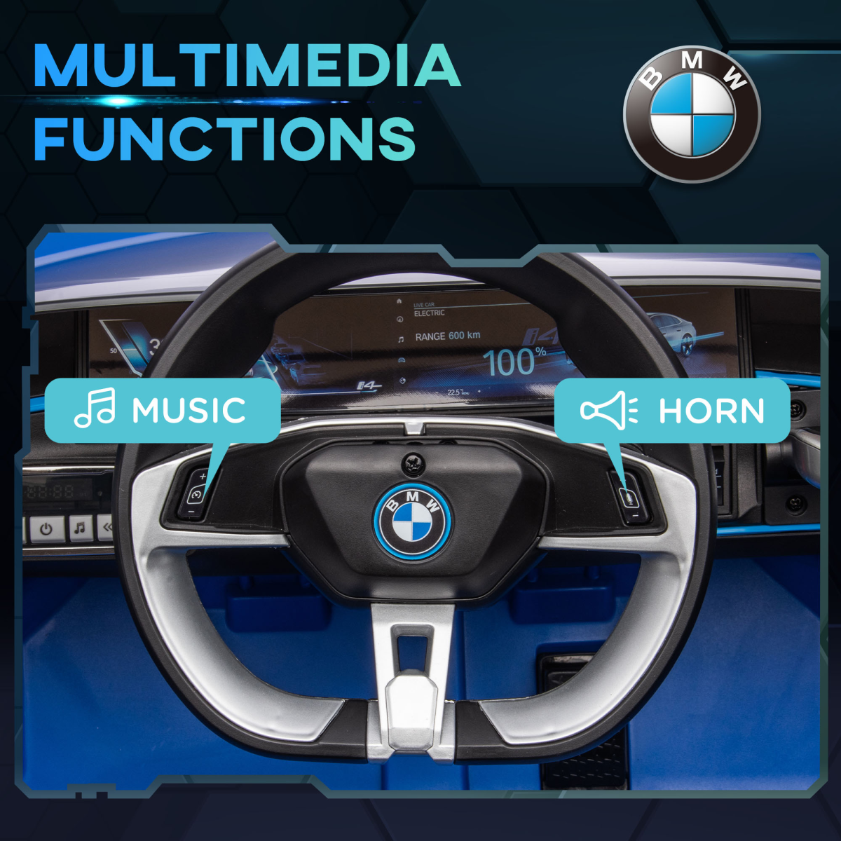 BMW i4 Licensed 12V Kids Electric Ride-On Car with Remote Control - Blue