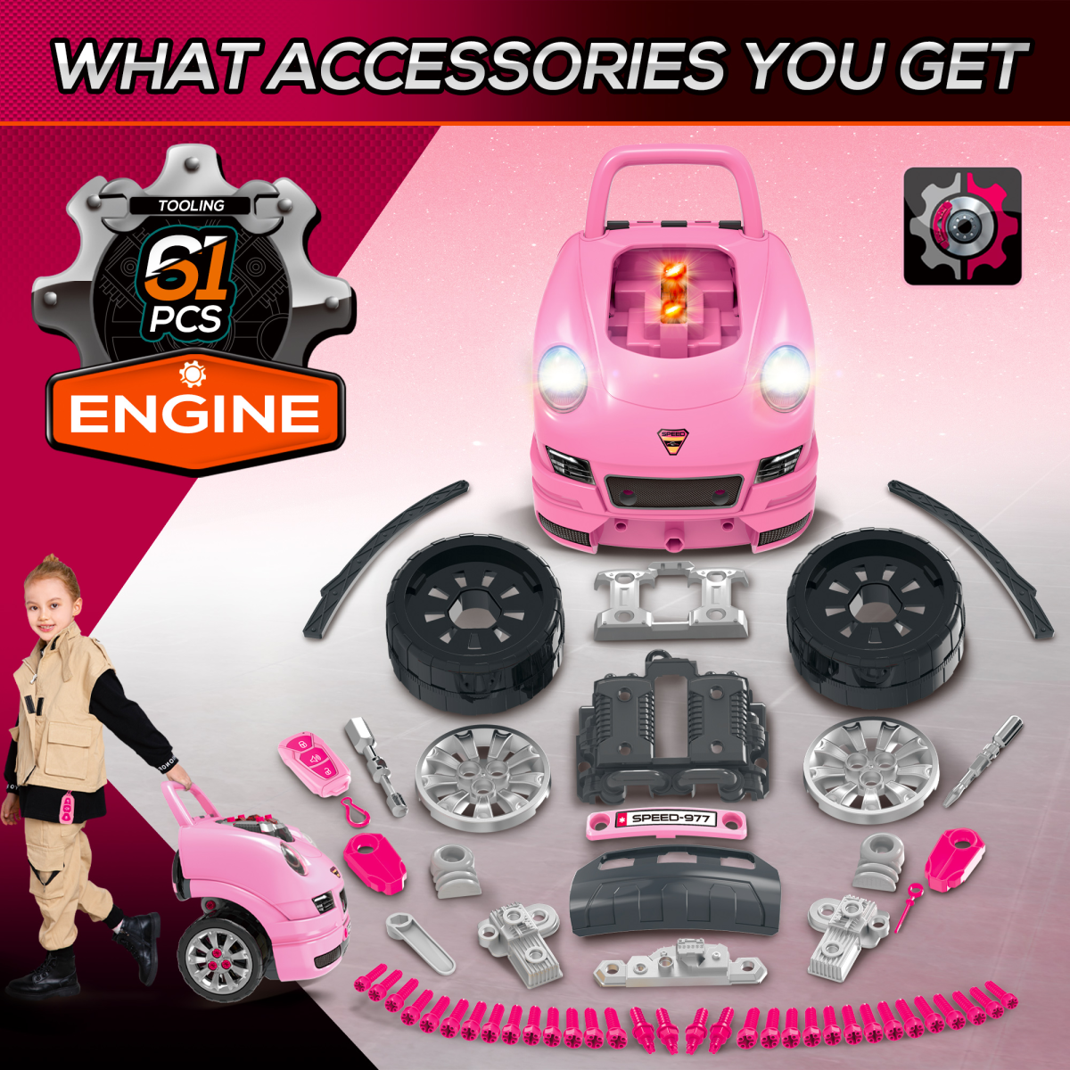 Vibrant Kids Truck Engine Toy Set for Ages 3-5