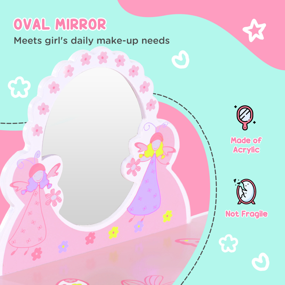 Enchanting Girls Pink Dressing Table Play Set