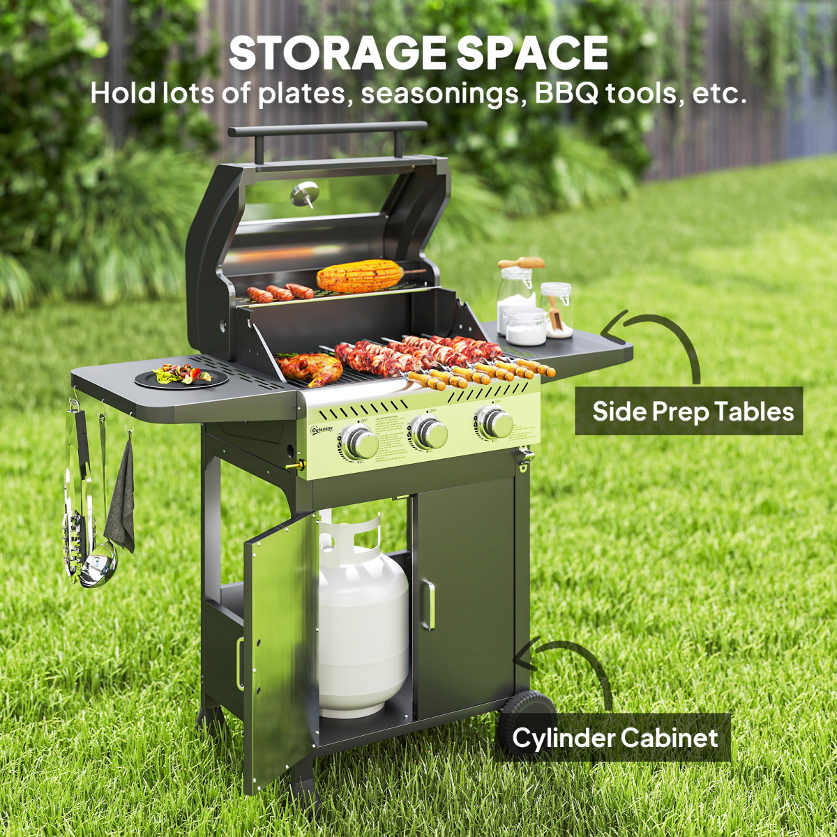 3-Burner Propane BBQ Grill Stylish & Thermometer-Equipped