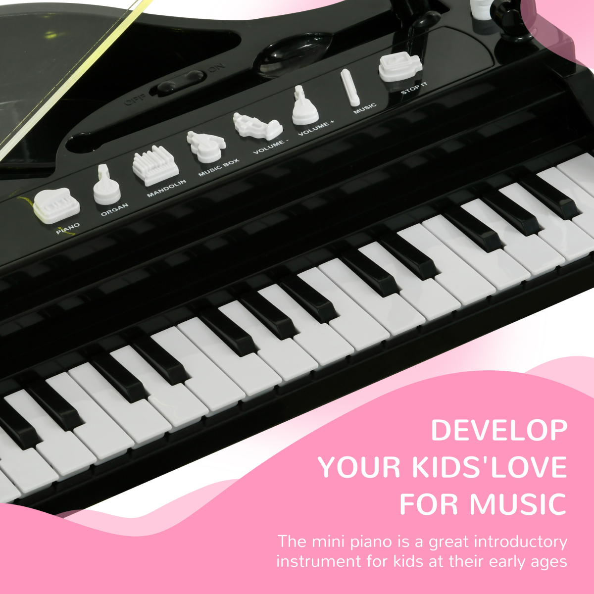 32-Key Kids Piano Keyboard Set with Microphone - Black