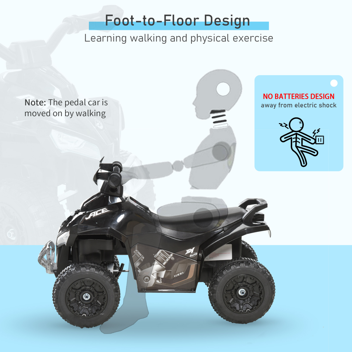 No Power Quad Toddler Ride on Car Foot-to-Floor Sliding