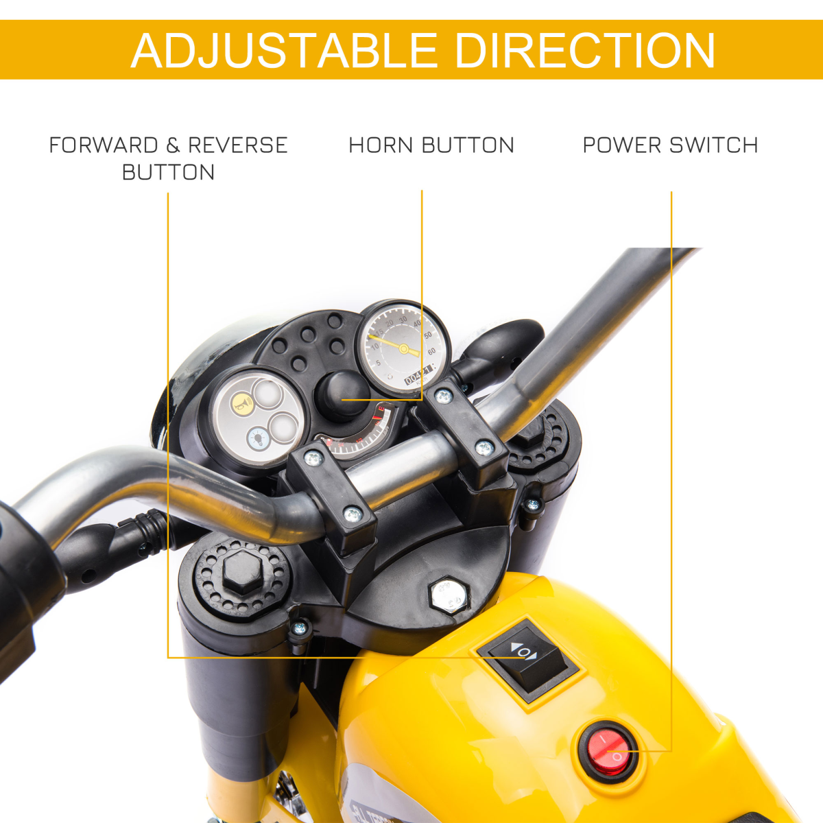 6V Kids Electric Motorcycle Ride-On Toy in Yellow