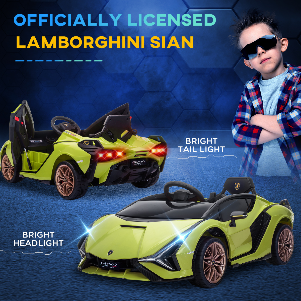 Lamborghini SIAN 12V Kids Electric Ride On Car Toy w/ Remote Control