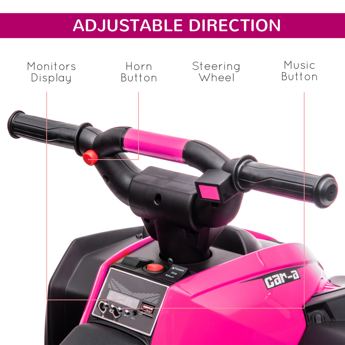 Pink 12V Kids Ride-On Quad ATV for Ages 3-5