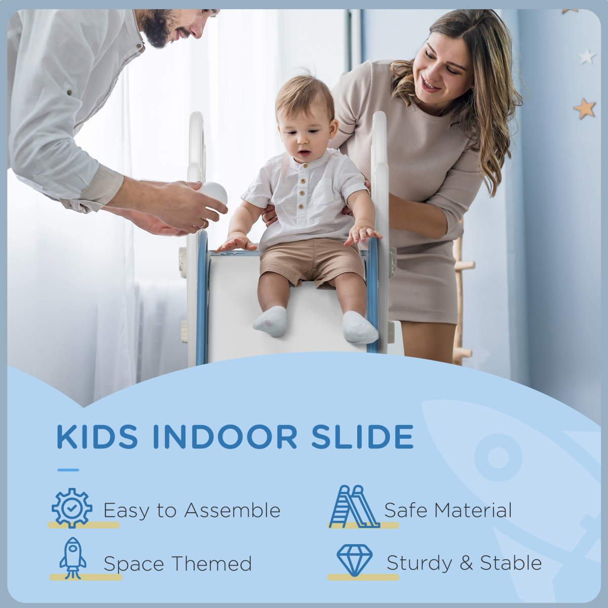 AIYAPLAY Space-Themed Baby Slide - Freestanding 1.5-3Y, Blue
