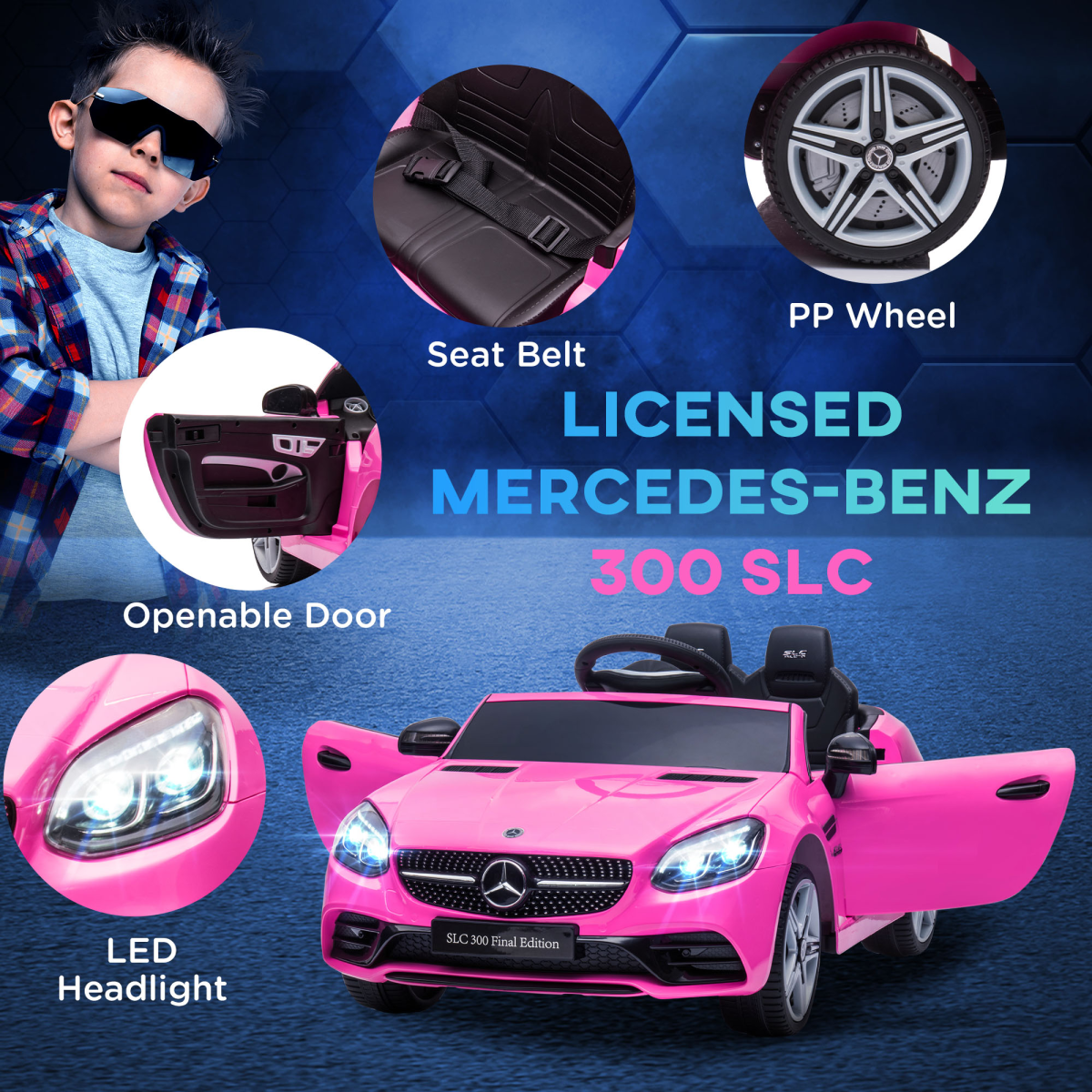 Mercedes-Benz 12V Kids Ride-On Car - Pink