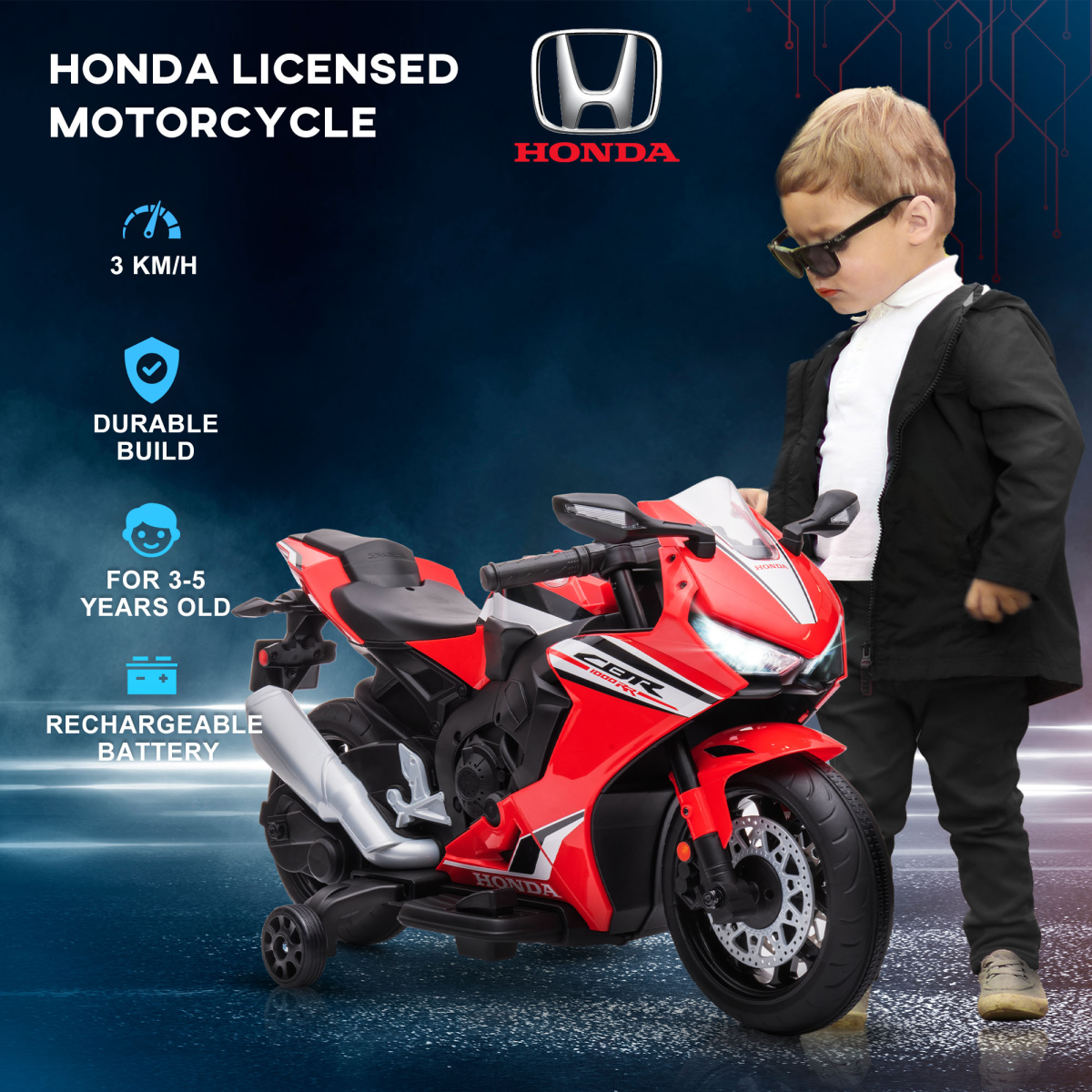 Honda 6V Kids Electric Motorbike Ride-On for Ages 3-5 - Red