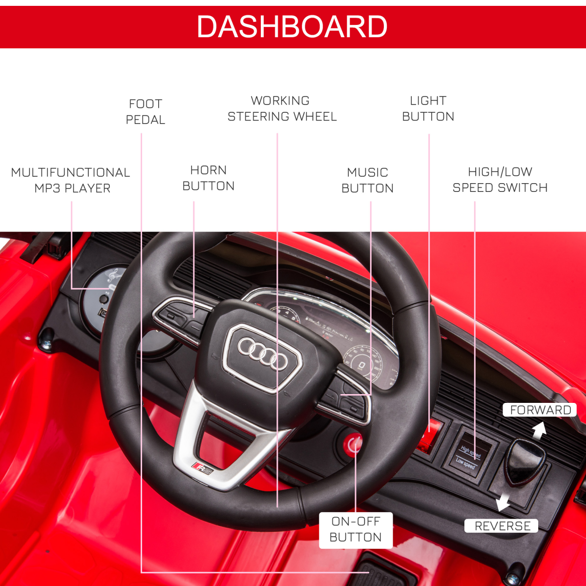 Audi RS Q8 6V Kids Electric Ride On Car Toy w/ Remote Control Red