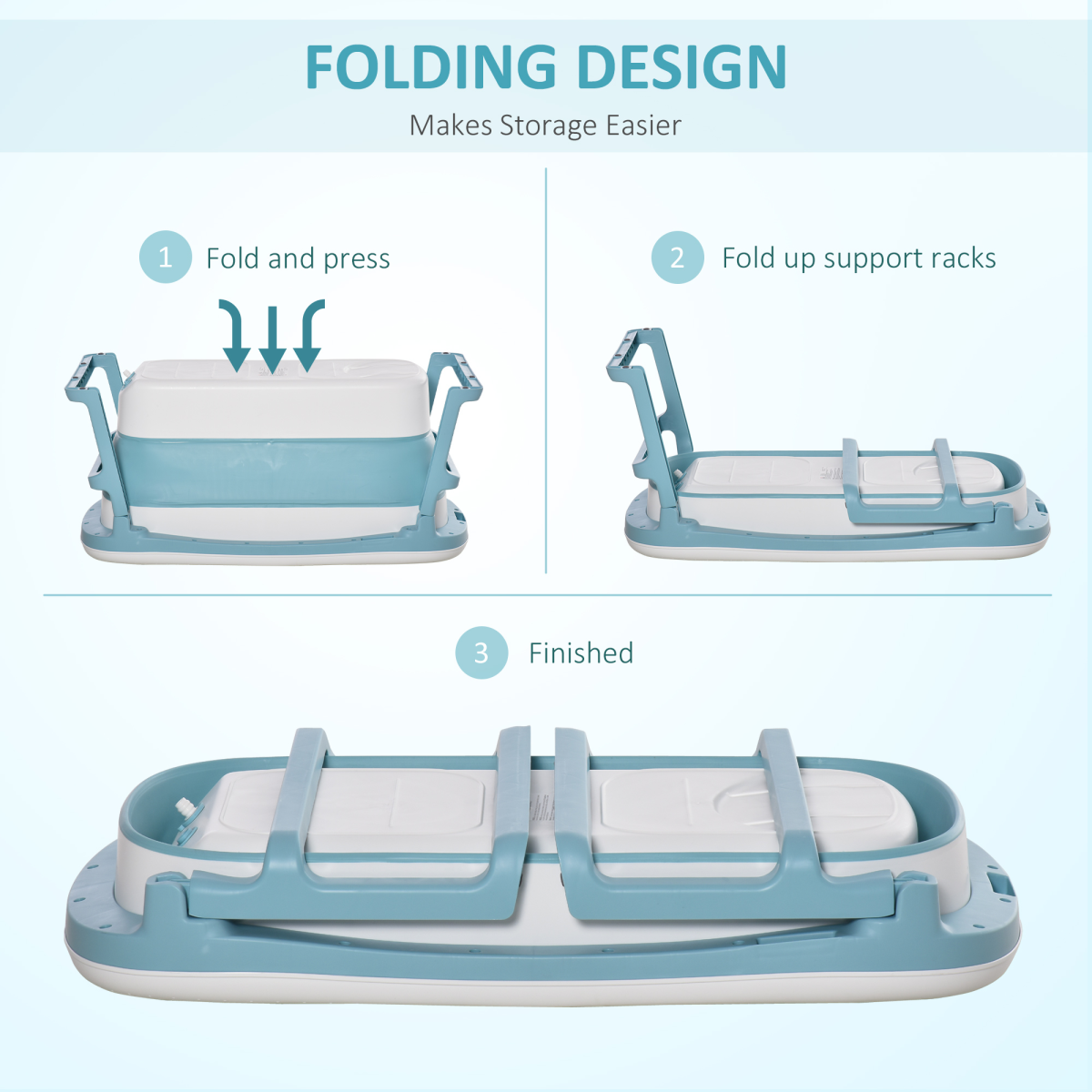 Space-Saving Foldable Kids Bathtub with Lid for Ages 1-12