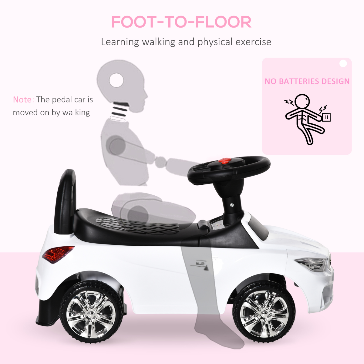 Realistic Red Ride-On Car for Toddlers - Safe & Fun Foot-to-Floor Slider