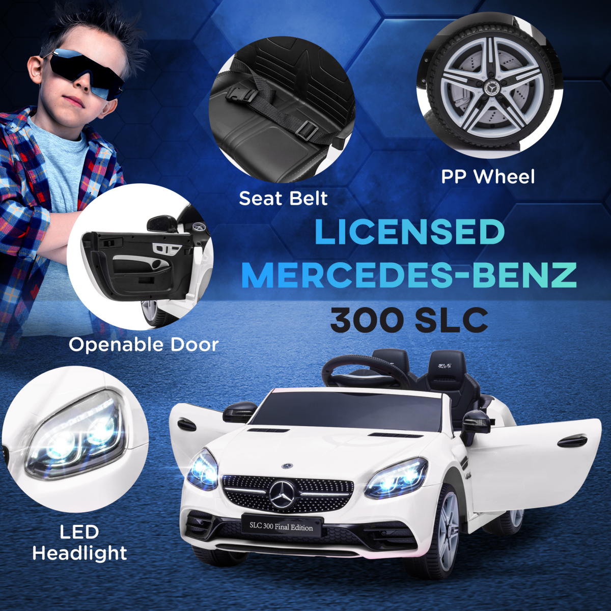Mercedes-Benz 12V Kids Electric Ride-On Car with Remote - White
