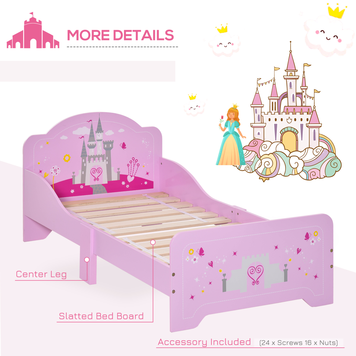 Enchanting Pink Princess Castle Bed for Kids