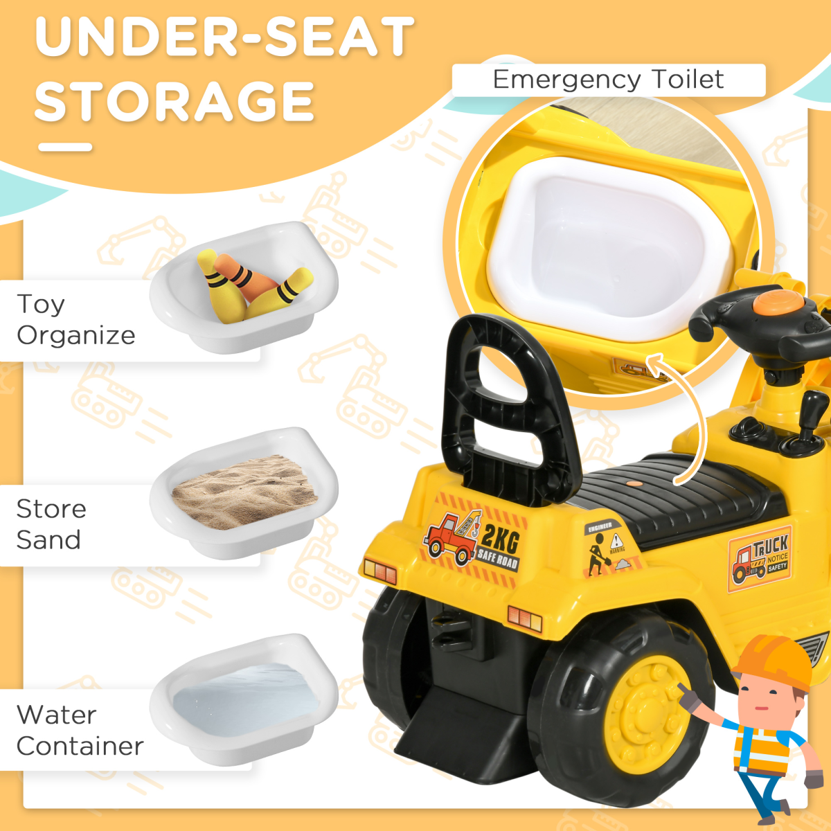 Triple Fun Ride-On Bulldozer