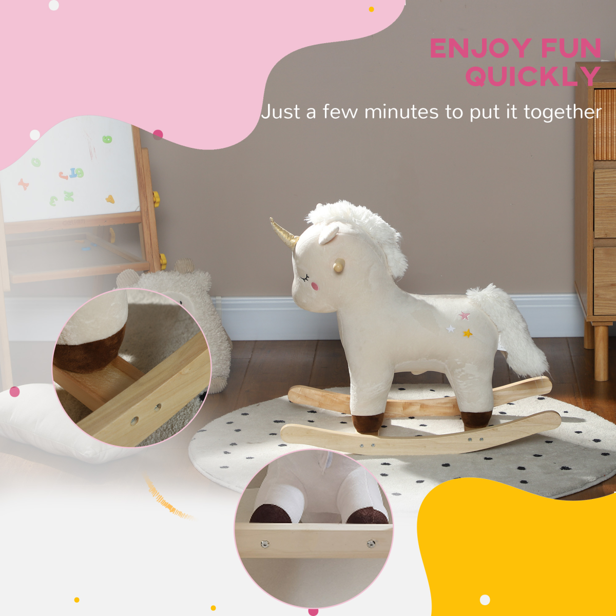 AIYAPLAY Unicorn Rocking Horse with Sounds for Ages 2-4