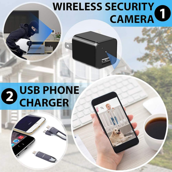 Phone Charger Camera : Smart Discreet USB Charger Security Camera