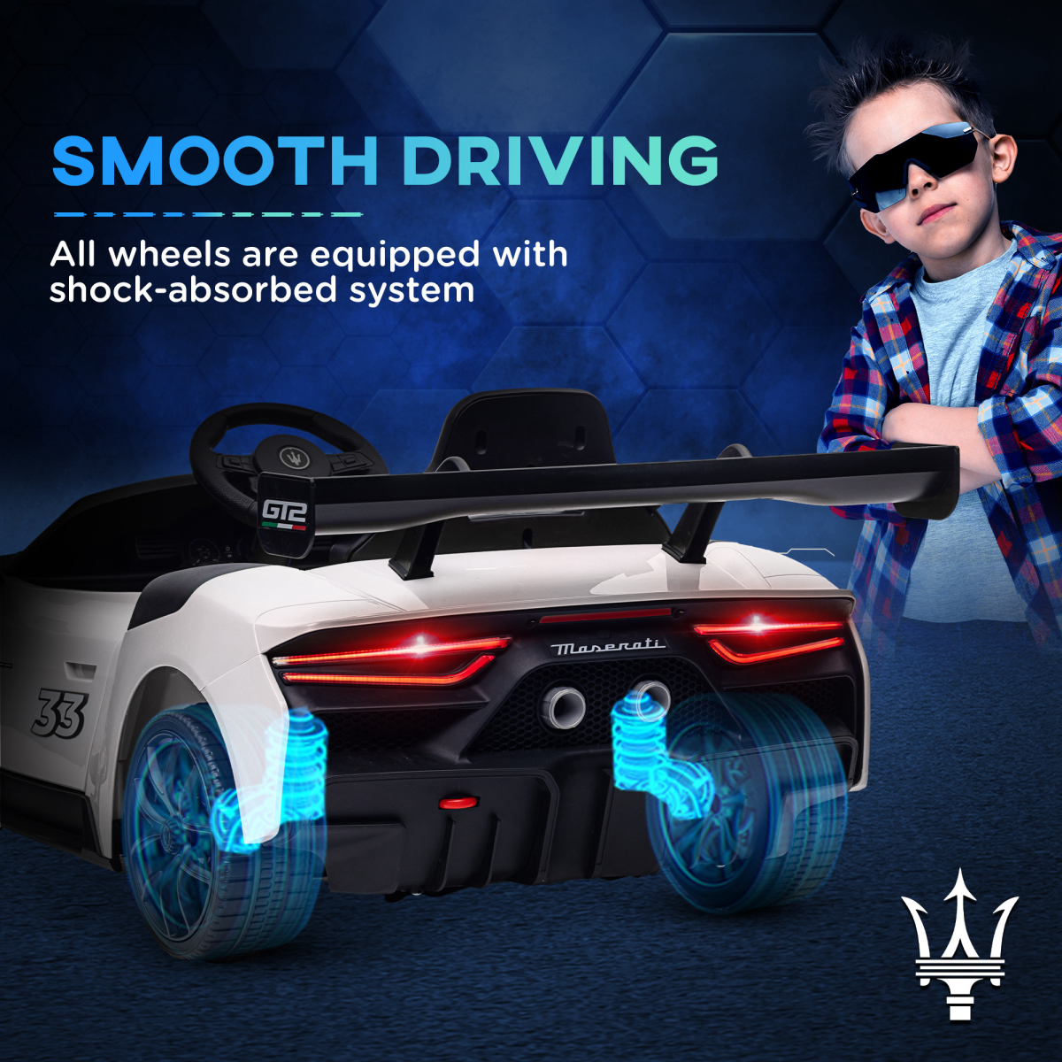 AIYAPLAY Maserati GT2 Licensed 12V Electric Ride on Car w/ Remote