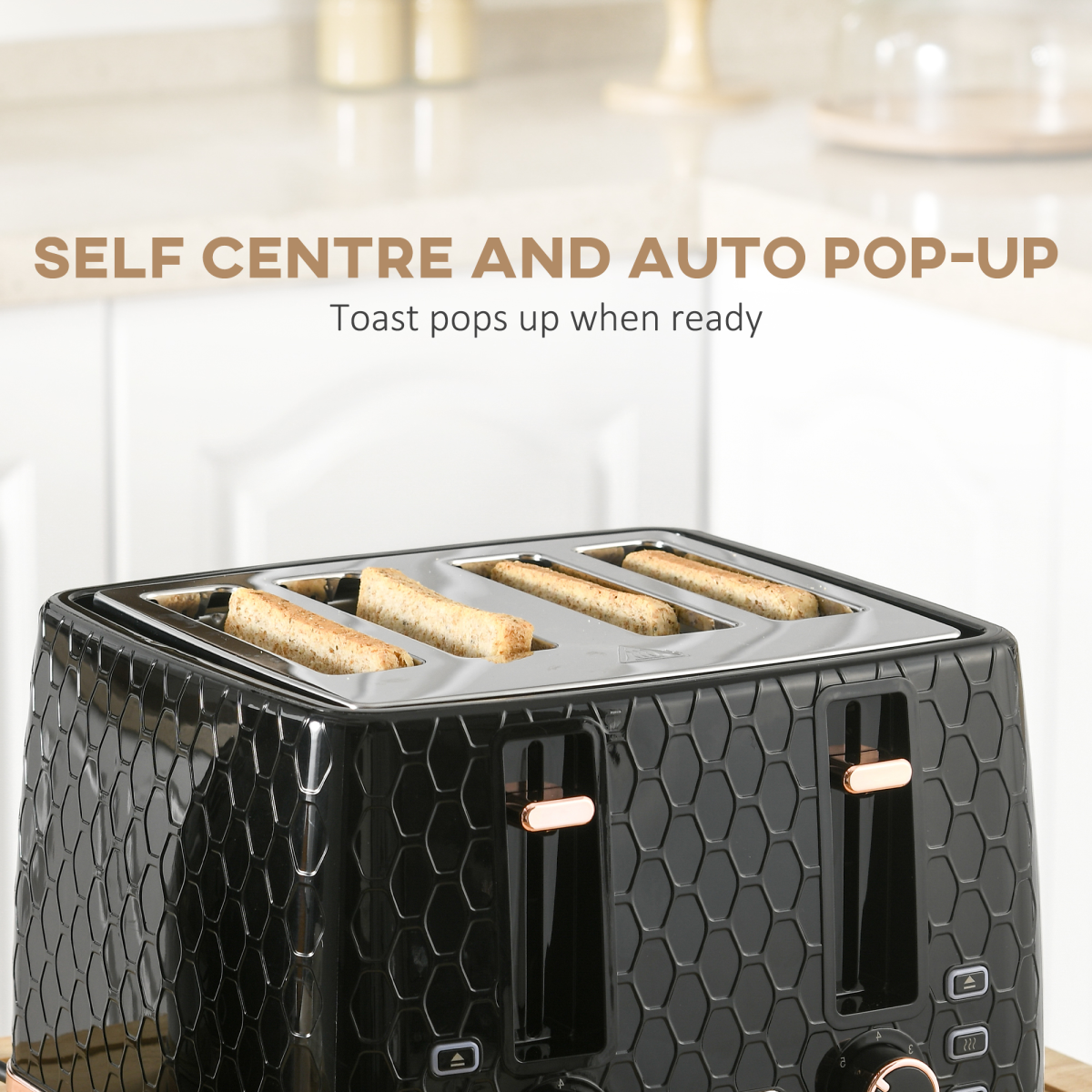 Stylish 1.7L Kettle & Toaster Set - Defrost, Reheat & Honeycomb Design!