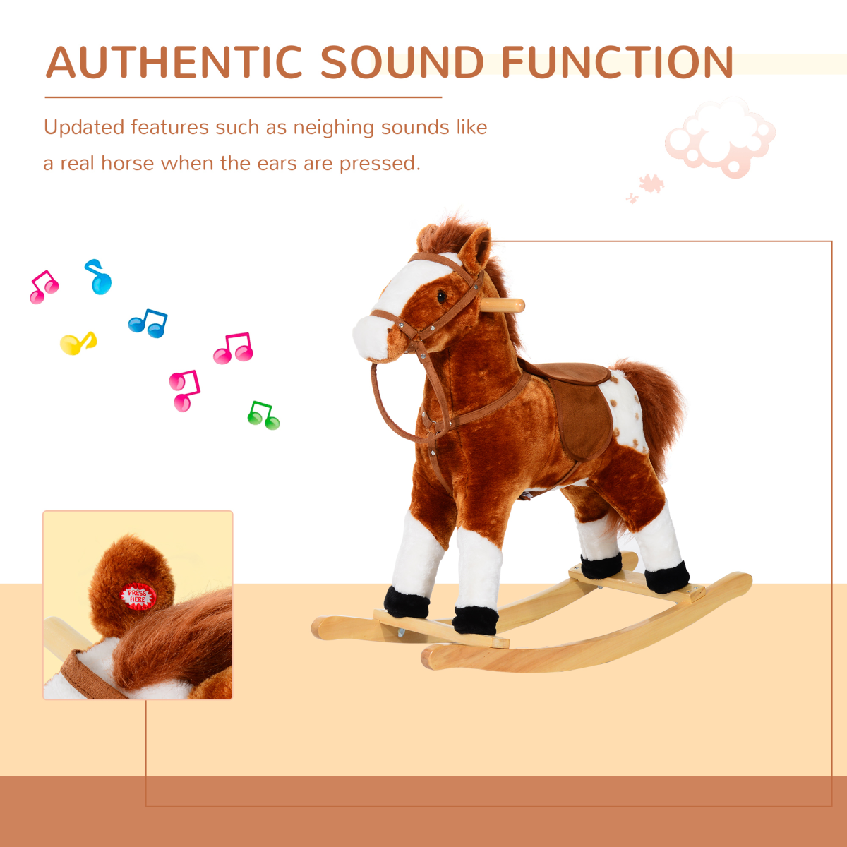 Rocking Horse Plush Toy with Neigh Sound