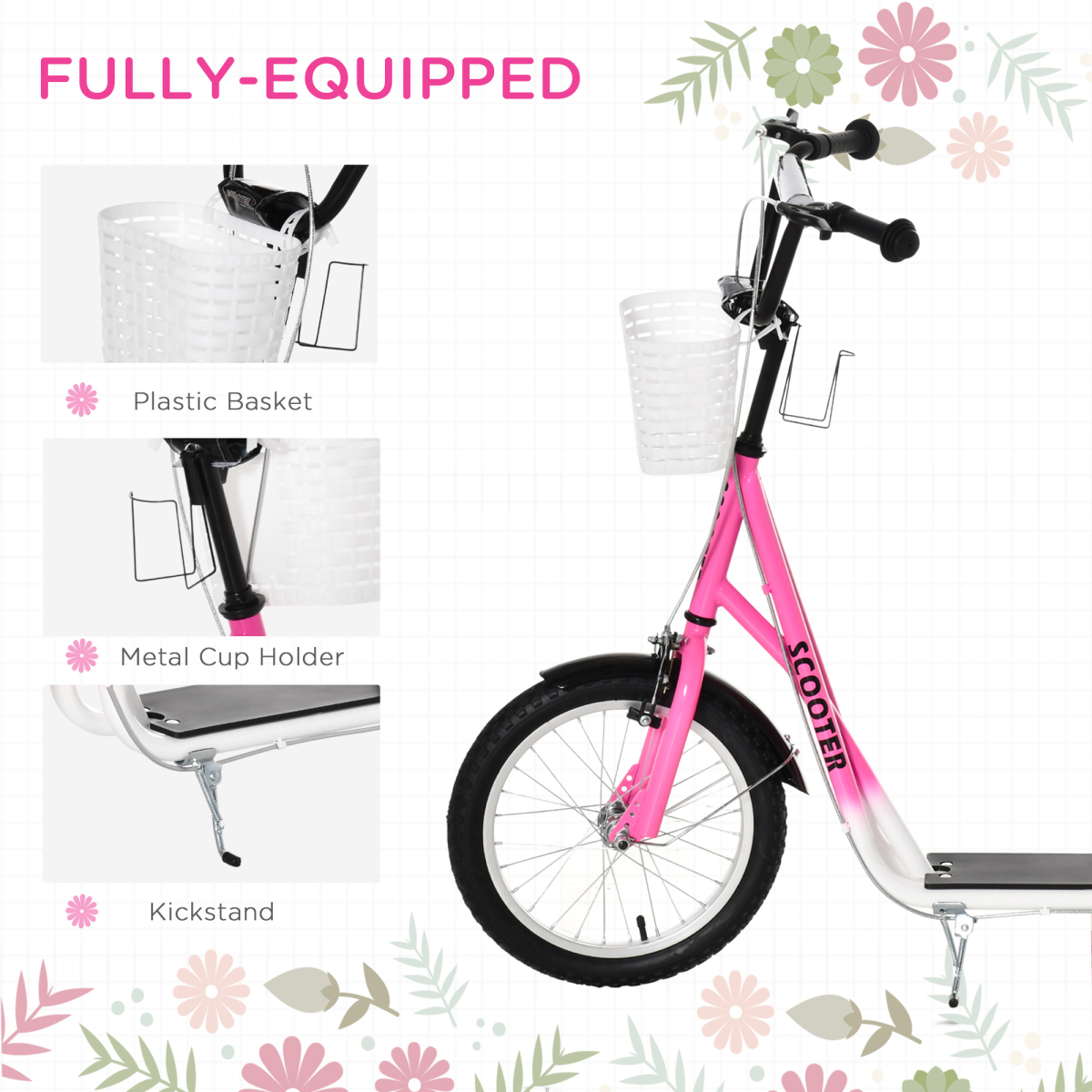 Adjustable Kids Kick Scooter with Dual Braking