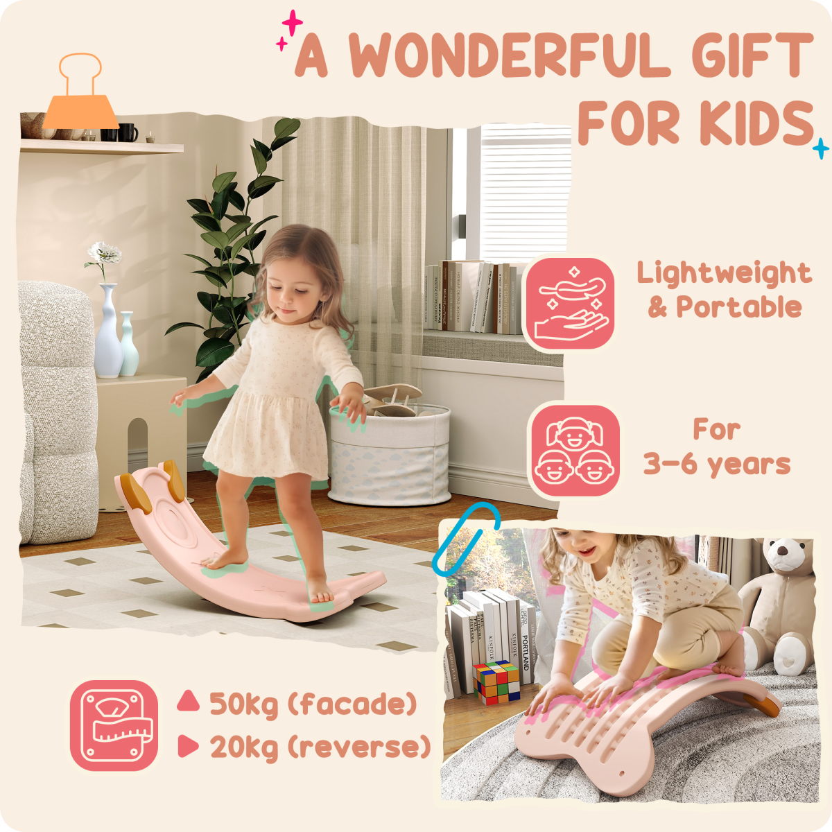 AIYAPLAY Kids Balance Board - Pink